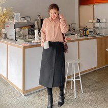 로미스토리 빅사이즈 여유핏 스트라이프 포인트 블라우스