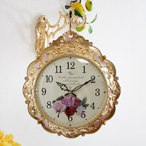 나비와 장미꽃 금도금 주물 양면시계 HSC-714G, 금색(금도금)