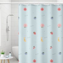 마켓A 캐릭터 패브릭 샤워커튼 과일블루 200 x 180 cm, 1개