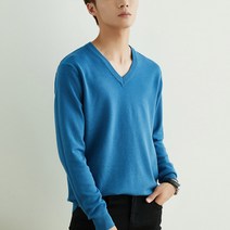 솔레일 남성용 단색 데일리 기본 브이넥 니트