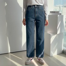 세컨그라운드 여성용 기모 와이드 데님 팬츠