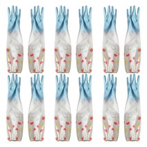 블럭마트 주방용품 밴드형 긴 고무장갑 양손 6종 세트, 소(S), 블루, 1세트