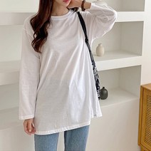 유니제이 여성용 플랜 옆트임 박스 티셔츠
