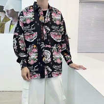 남성용 다양한 패턴의 하와이 빈티지 남방 긴팔 셔츠