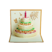 메이크포 생일 축하 케이크 모양 3D 편지지, 골드, 1개