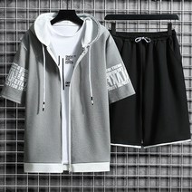 남성용 마켓A 캐주얼 반팔 트레이닝 상하의 세트