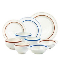 시라쿠스 메이플 2인 접시 세트, 라인 브라운, 라인 블루, 공기 2p + 대접 2p + 원형접시 S + 원형접시 M + 원형접시 L + 찬기 S 2p, 1세트