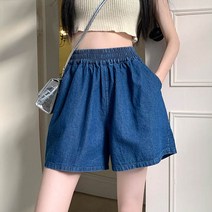 앤드스타일 여성용 편한 밴딩 4부 청 반바지 260840