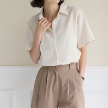 빼빼 여성용 린넨혼방 옆트임 데일리 반팔 남방