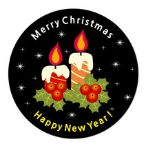 크리스마스 포장 원형 데코 스티커 6cm, F, 80개