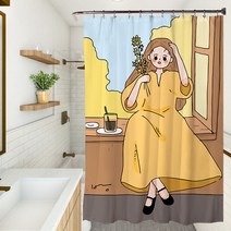 페어링 북유럽풍2 욕실 샤워 커튼 YL303 165 x 180 cm, 1개
