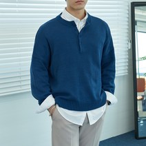 언탭트 남성용 M~2XL 6컬러 반오픈 니트 티셔츠