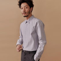 RAUMMEN 남성용 스트라이프 캐주얼 셔츠