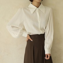 빼빼 여성용 링클 카라넥 블라우스