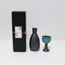 달소금 도자기 유니크 혼술 술병 술잔 선물세트 블랙, 1세트, 술병 + 술잔