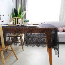 MEO 레이스 식탁보, 블랙, 8인(145 x 220 cm)