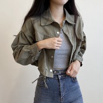 클레어 스트링 크롭 야상 자켓