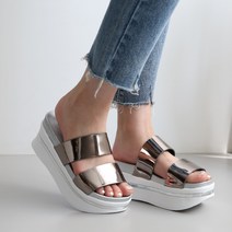 단골언니 여성용 이로비 더블 스트랩 통굽 슬리퍼