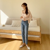 린다샵 여성용 헤미리 컷팅 일자 데님팬츠 PT7032K12