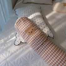 뷰넷 곰돌이 원통 순면 바디필로우, 브라운체크