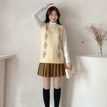 로미스토리 여성용 아가일 니트 베스트