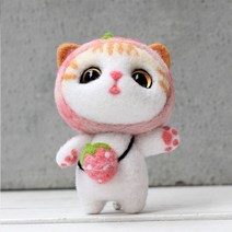 펫돌 양양이 니들펠트 인형 DIY 세트, 분홍 고양이, 1세트