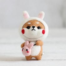 펫돌 양양이 니들펠트 인형 DIY 세트, 토끼시바, 1세트