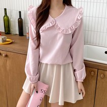 보리맘 여성용 임부복 프릴 셔츠 블라우스 E250