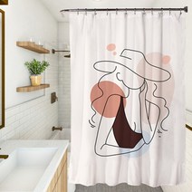 페어링 북유럽풍3 욕실 샤워 커튼 YL262 165 x 180 cm, 1개