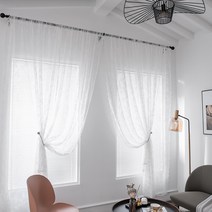 더자카 화이트 패턴 레이스 커튼