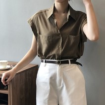 블랙스완 여성용 루즈핏 민소매 반팔 셔츠