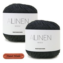 니뜨 에이린넨 70g x 2p + 핸드메이드 가죽 라벨 세트, 574 블랙