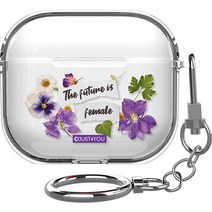 에스투비코퍼레이션 저스트포유 플라워 콜라주 에어팟3 투명슬림 케이스, 퍼플