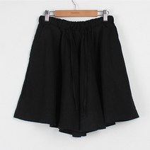 빼빼 여성용 린넨 스트링밴딩 플레어 치마 반바지