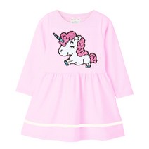 온더키즈 여아용 반짝 반전 스팽글 긴팔 원피스