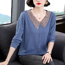 모네타 여성용 캐티 레이스넥 포인트 상의