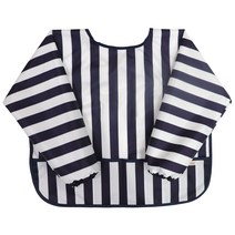 더해피 아동용 미술가운 방수 긴팔앞치마 스트라이프, 네이비