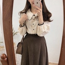 여성용 블랙101 스페트 카라넥 셔츠 블라우스 CH-2317524