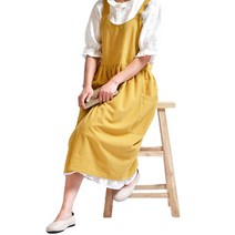 젊은이마켓 린넨 에이프런 앞치마, 머스타드, 1개