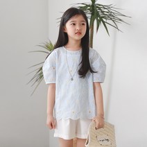 제이키즈 여아용 뉴즈펀칭 자수 블라우스 J7429
