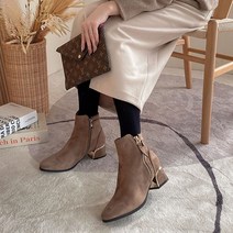 오슬로 골드 안감 인조스웨이드 앵클부츠 5cm