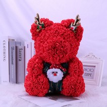 프랑온드 발렌타인데이 화이트데이 기념일 로즈 베어 포인트 크리스마스 25cm, 레드
