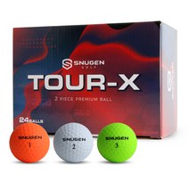 스너겐 컬러 골프공 2피스 TOUR-X 3종 x 8p 세트, 오렌지, 화이트, 그린, 1세트