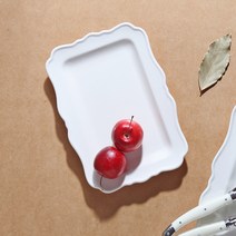 세븐키친 퓨어 플라워 플레이트 직사각, 화이트