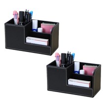 모던 가죽 사무용품 연필꽂이 책상정리 데스크테리어 오거나이저, 2개, 블랙(TM1905)