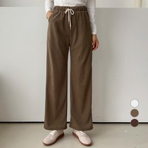세컨그라운드 여성용 밴딩 와이드 골덴 팬츠