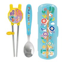 르번 한글나라 양손 교정젓가락 + 수저 + 케이스, 혼합색상, 1세트