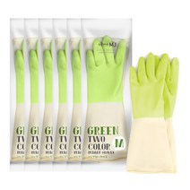 명진 투톤 고무장갑 양손세트 M, 6세트, 그린