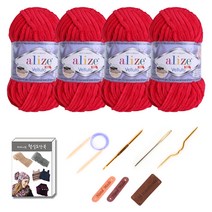 마마니트 벨루토실 4볼 목도리 DIY 세트 56 레드, 1세트