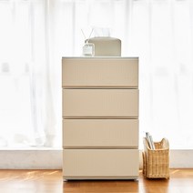 까사마루 트렌디 스트라이프 4단 서랍장 와이드 500 x 400 x 815 mm 완제품, 베이지